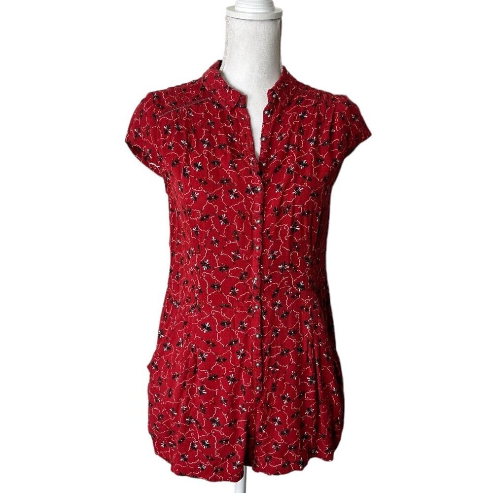 3/$30 Free People Womens Derby Dot Red Playsuit Romper Size XS